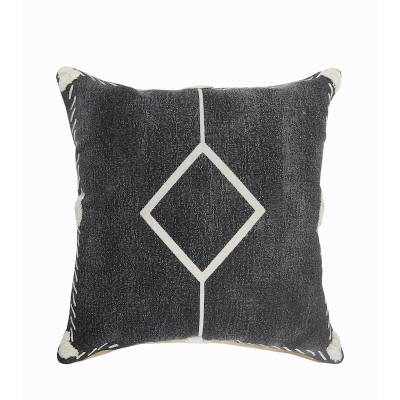 Sevita Bordered and Tufted Geometric Throw Pillow