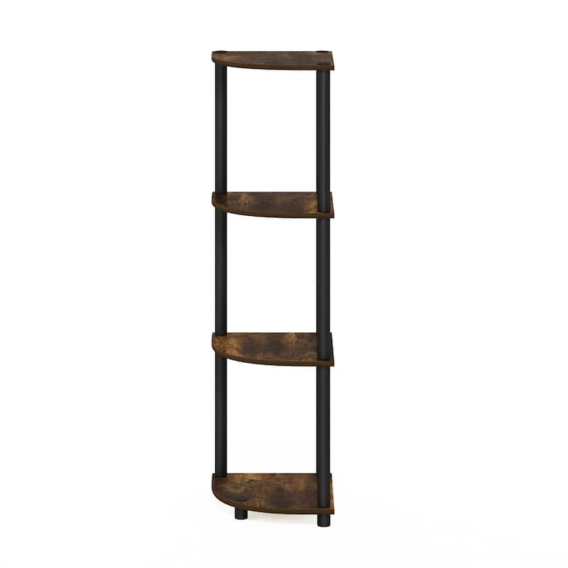4 Tiers Wood Household Shelving Unit in Pine/Black (11.6 in. W x 43.5 in. H x 11.6 in. D)