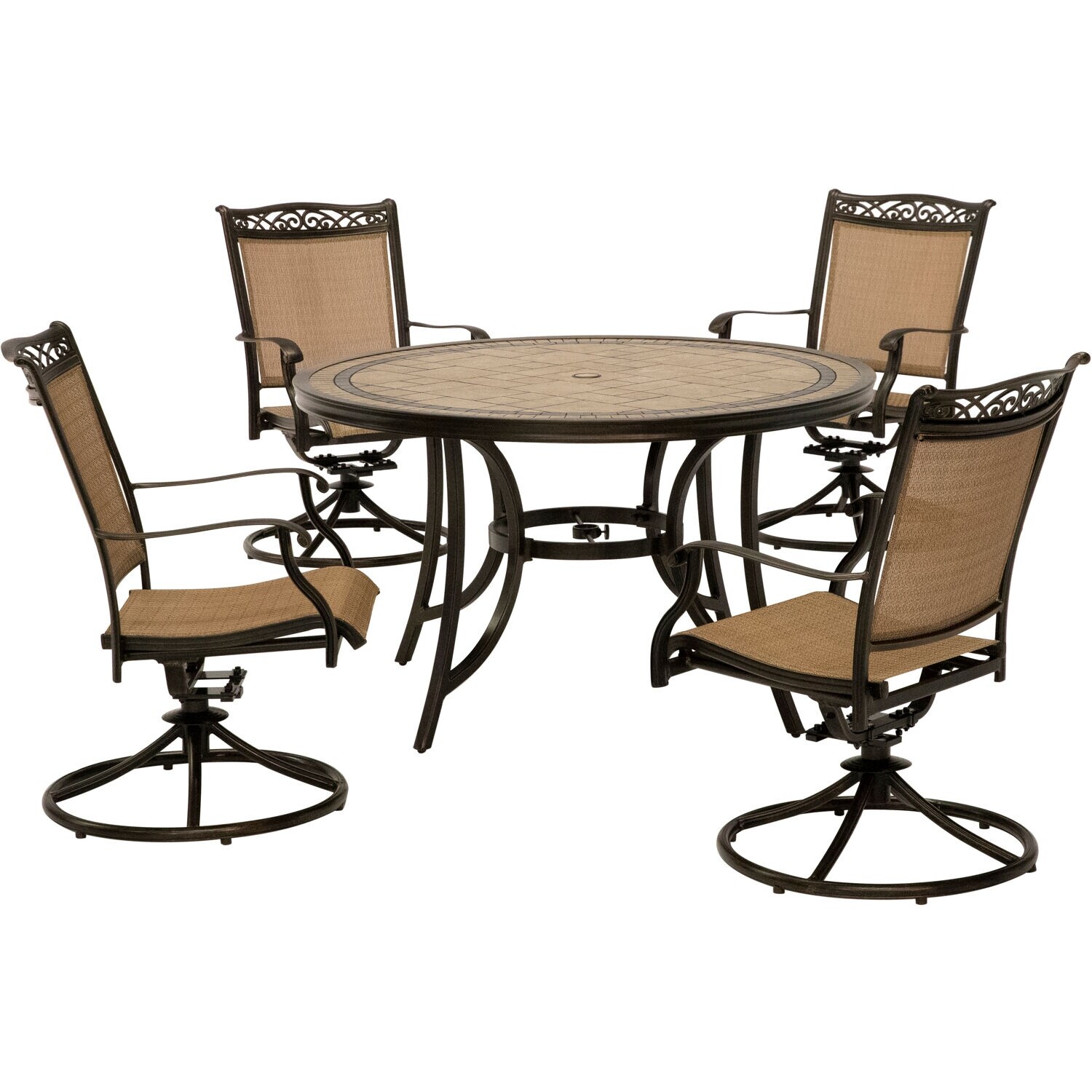 Shop Hanover Fontana 5 Piece Outdoor Dining Set With Four Swivel