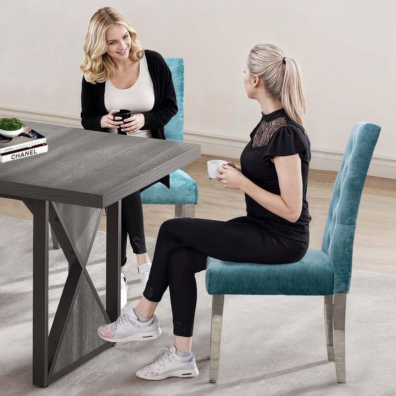 Luxury Chenille Dining Chairs - Ergonomic Design, Set of 2