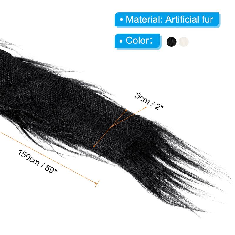 2Pcs 59" x 2" Plush Faux Fur Fabric Precut Strips - Black, White