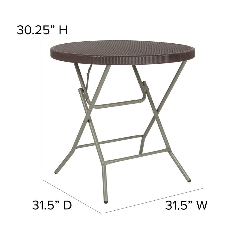 2.6-Foot Round Rattan Plastic Folding Table - Outdoor Event Table
