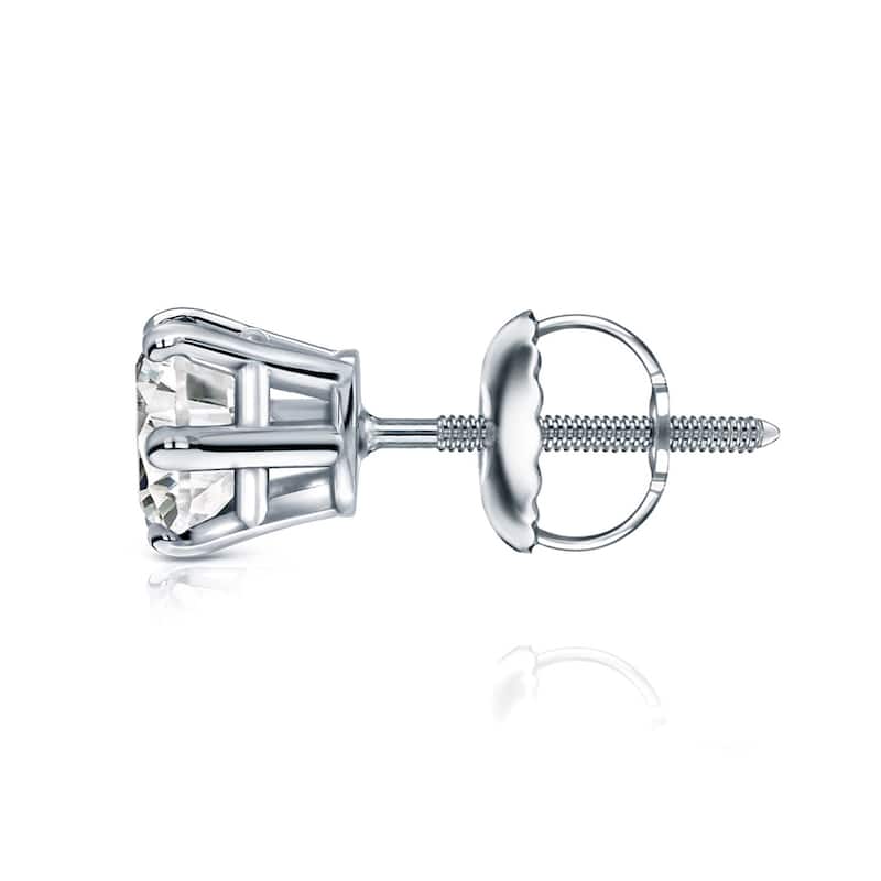 Auriya 1ctw Round Diamond Stud Earrings 14k Gold 6-Prong (J-K, I2-I3)