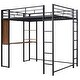 preview thumbnail 11 of 41, Full Size Metal Loft Bed With 2 Shelves and one Desk for Home