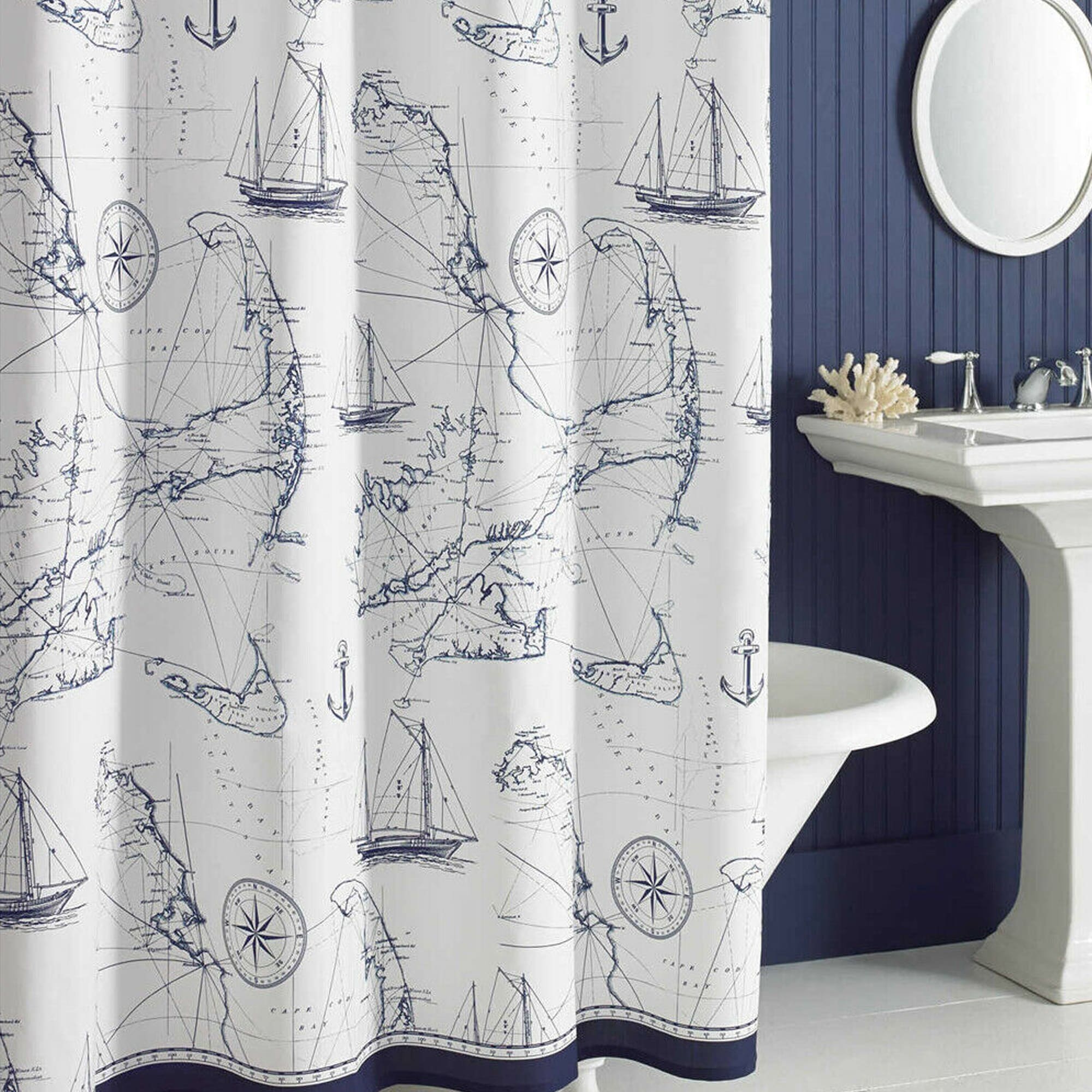 Polyester Sea and Shell Shower Curtain 62 x 72 Aviation SC