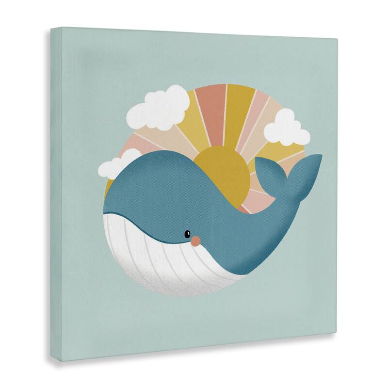 Stupell Whale & Sunshine Rays Canvas Wall Art Design By Sarah Hickman