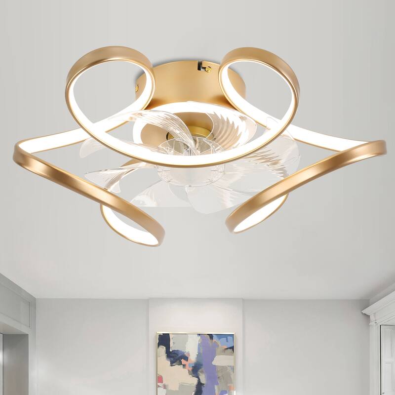Bella Depot 22“ Low Profile Ceiling Fan with Dimmable Light, 6-Speed Reversible Flush Mount Ceiling Fan with APP Control