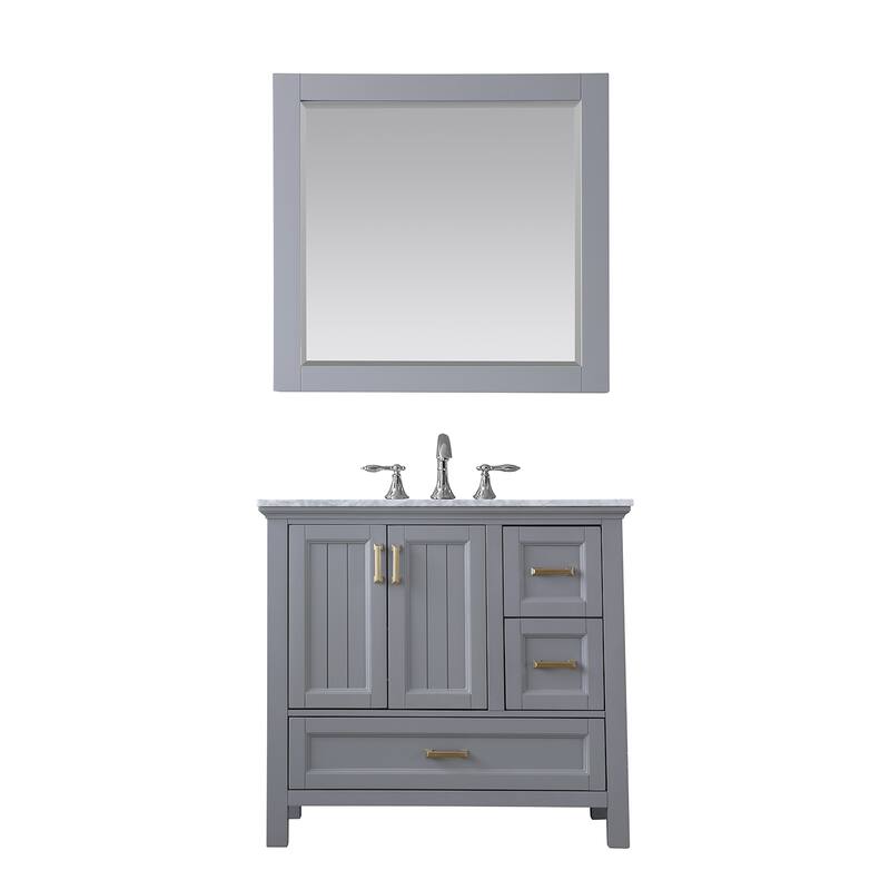 Altair Isla Single Bathroom Vanity Set and Aosta White Countertop with Mirror