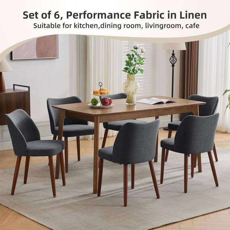 Set of 2 Upholstered Fabric Linen Dining Chairs for Dining Room Living Room Kitchen