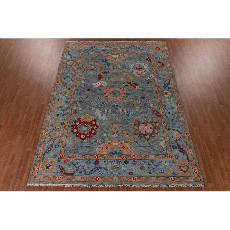 Floral Oushak Oriental Area Rug Handmade Wool Carpet - 8'9"x 11'9"