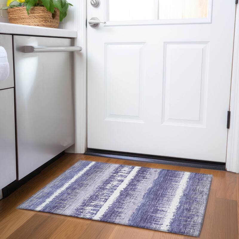 Premium Washable Super Soft Modern Ombre Stripe Mayfield Rug - Purple - 1'8" x 2'6"