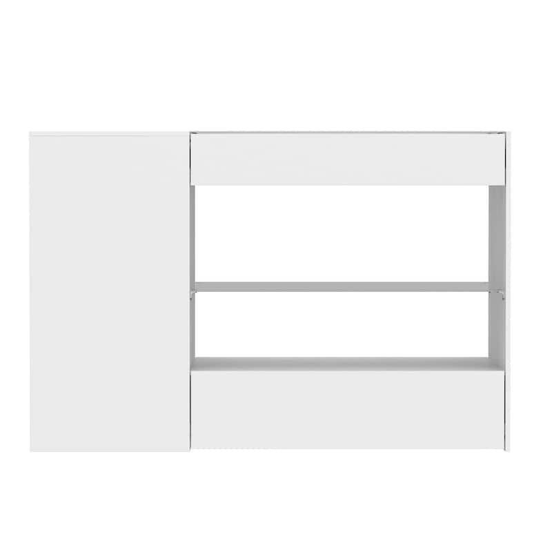 Dressing Island with Glass Shelves Spacious White Organizer Closet - 47.2"X23.6"