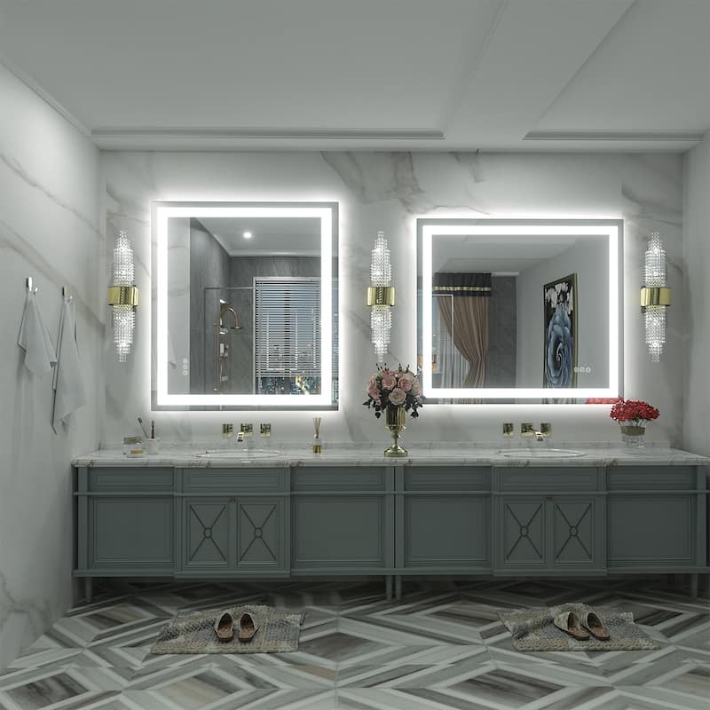 KIOTEE Super Bright Anti-fog LED Bathroom Mirror with Backlit and Front Lighting 3-Year Warranty