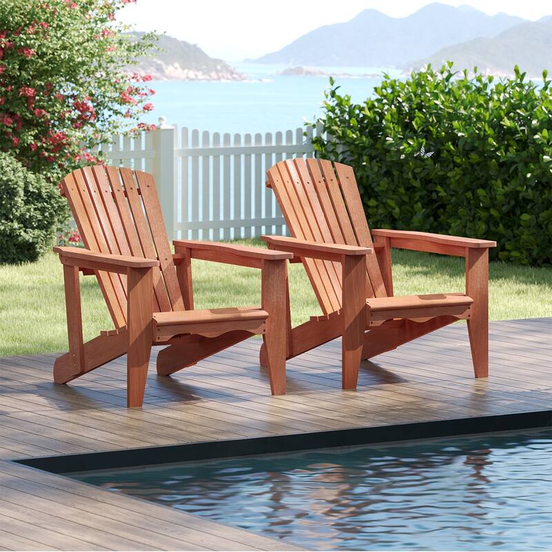 Gymax 4PCS Solid Wood Garden Chair w/ High Backrest Wide Armrests &