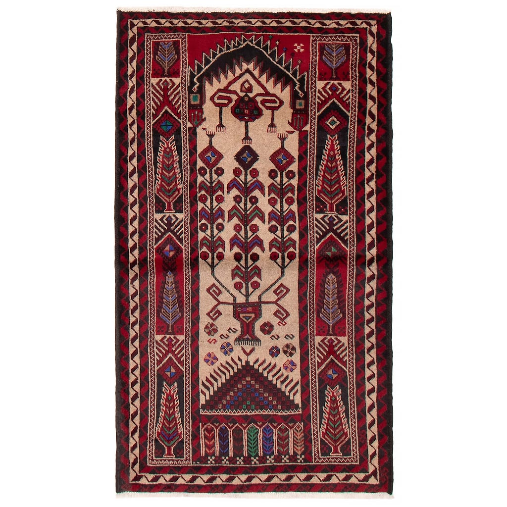 ECARPETGALLERY Hand-knotted Royal Baluch Tan Wool Rug - 3'6 x 6'3