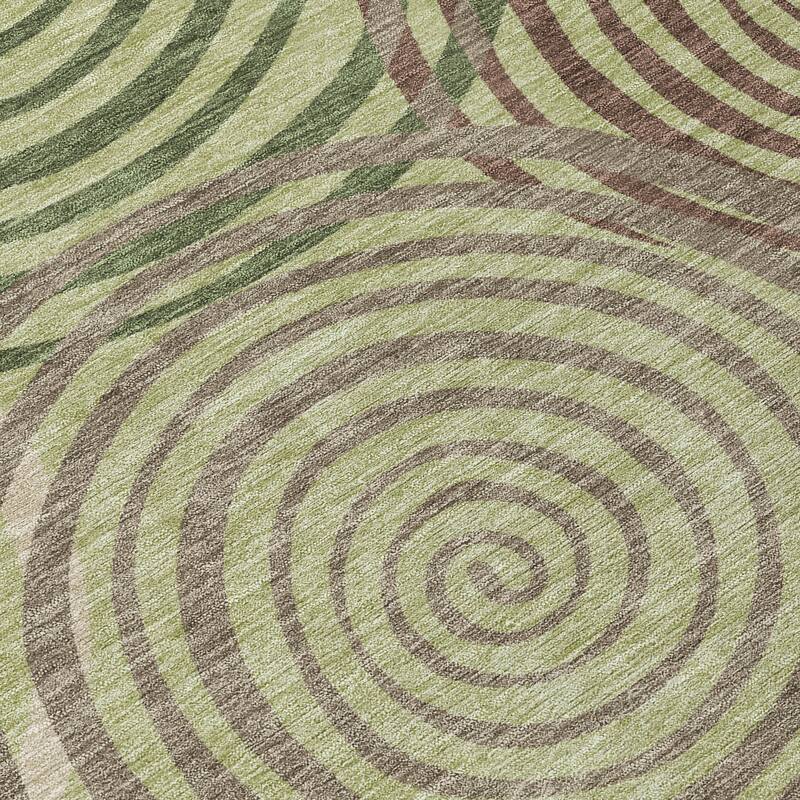 Machine Washable Indoor/ Outdoor Contemporary Swirls Chantille Rug