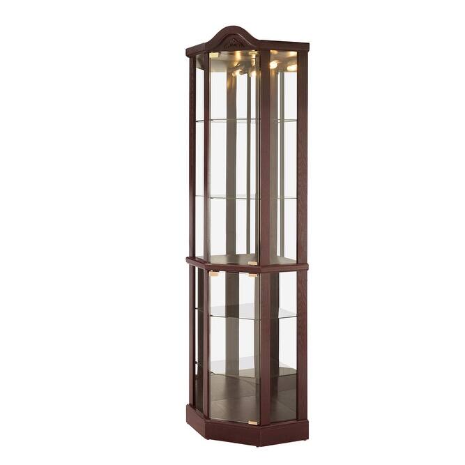 Glass Cabinet Lighted Corner Cabinet Corner Display Curio Cabinet, Glass Display With Light Bar Cabinet, Wine Cabinet