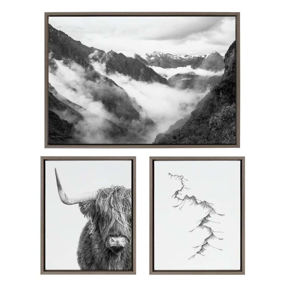 Kate and Laurel Sylvie Cow, Mountains, and Inca Trail Framed Canvas