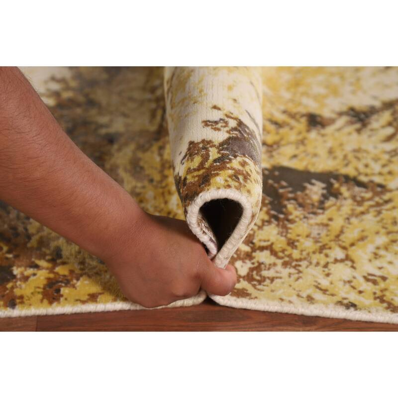 Multi-Color Abstract Oriental Area Rug Hand-Knotted Wool Carpet - 6'0" x 9'0"