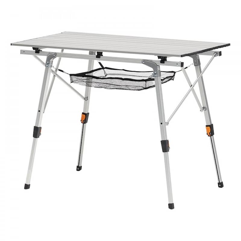 Silver Aluminum Alloy Foldable Picnic Table with Height Adjustable and Lightweight Stable for Indoor or Outdoor Use
