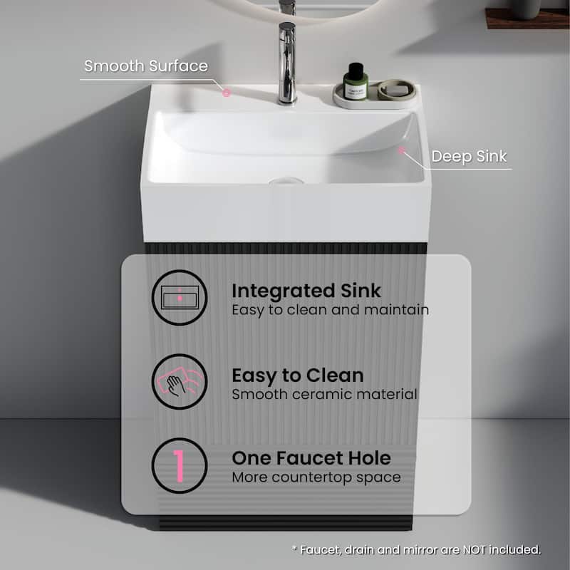 CITTANEO Gada 20'' Modern Freestanding Bathroom Vanity with Sink and Integral Basin