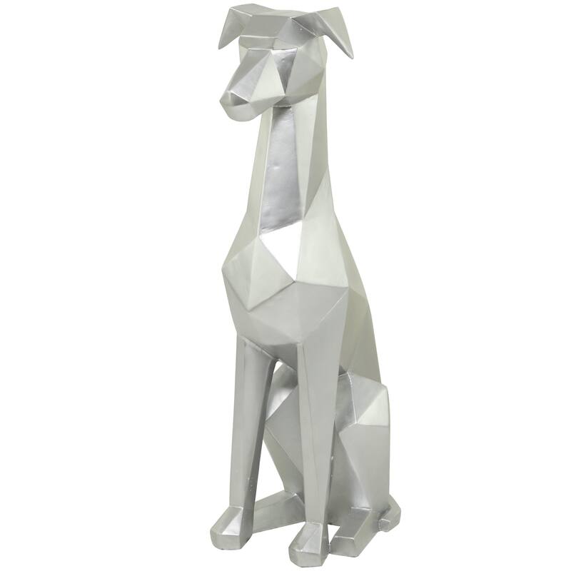 Polystone Dog Cubist Decorative Sculpture - Black, Gold, Silver - Roche River Decor