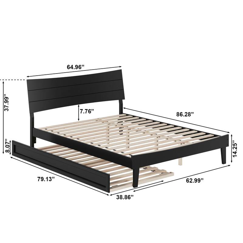 Phoenix Wood Platform Bed with Trundle