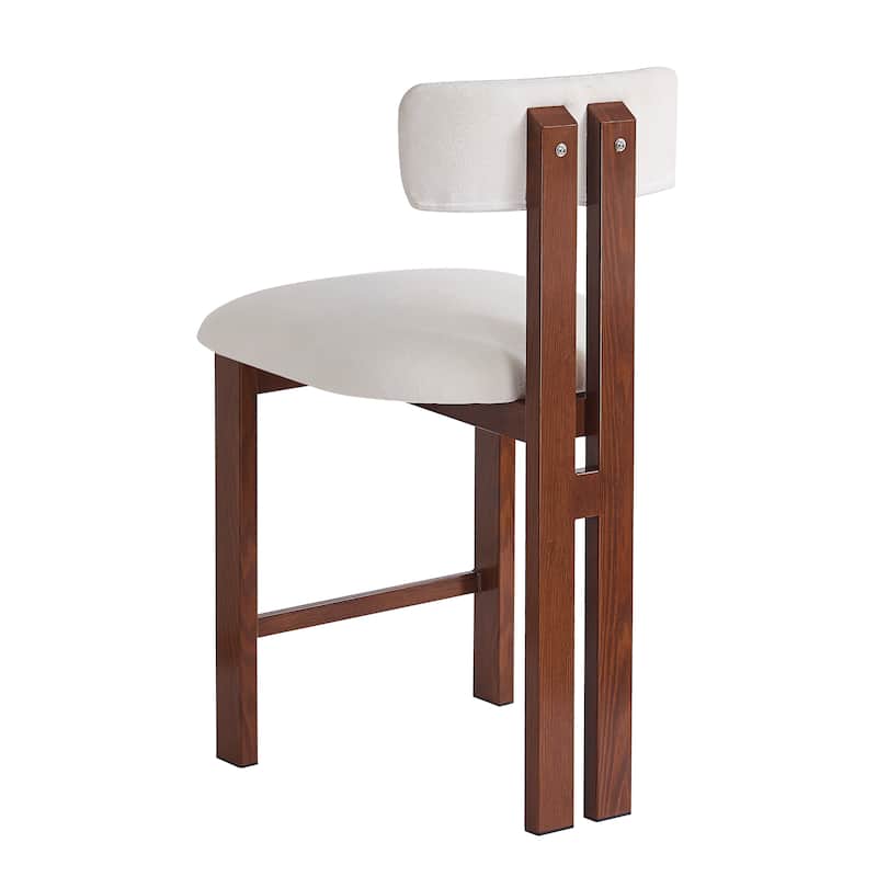 26.5" Stylish Round Stools with Low Back, Kitchen Island Bar Stool Set of 2 with Footrest Comfortable Upholstered Seat