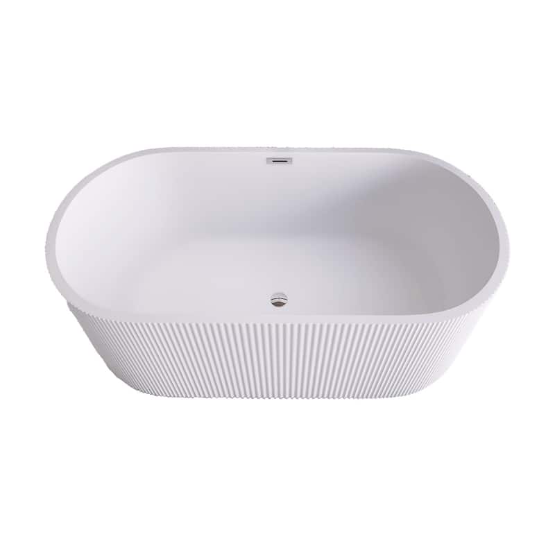 Acrylic Freestanding Flatbottom Soaking Bathtub in Glossy White