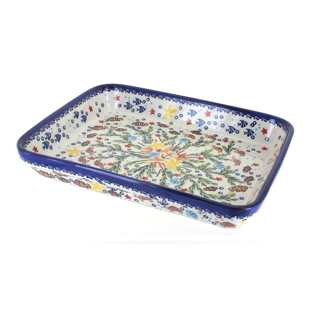 Blue Rose Polish Pottery 150 Vena Large Rectangular Baker