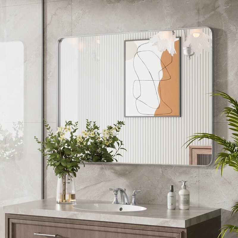 Wall Mirror Vanity Mirror Bathroom Mirror with Round Corner (1 Piece)