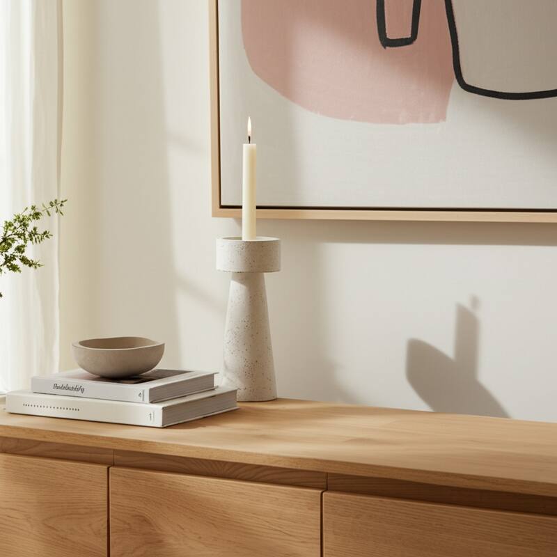 Pottery Taper Holder Cylindrical Top and Conical Base Design for Home