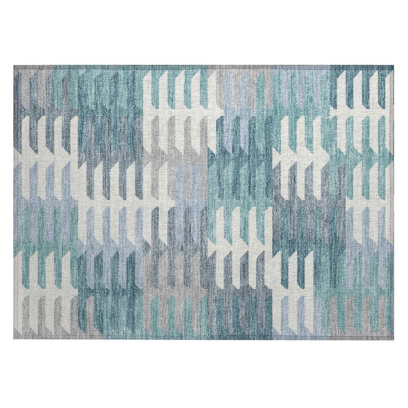 Machine Washable Indoor/ Outdoor Modern Stacks Chantille Rug