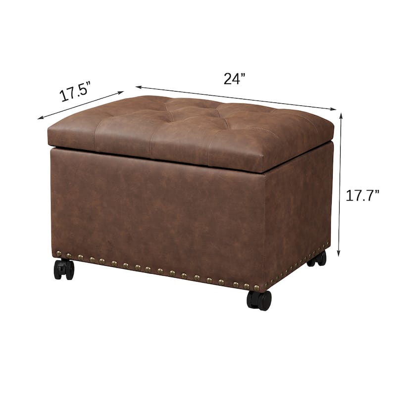 Adeco High End Classy Tufted Storage Ottoman Bench Footstool