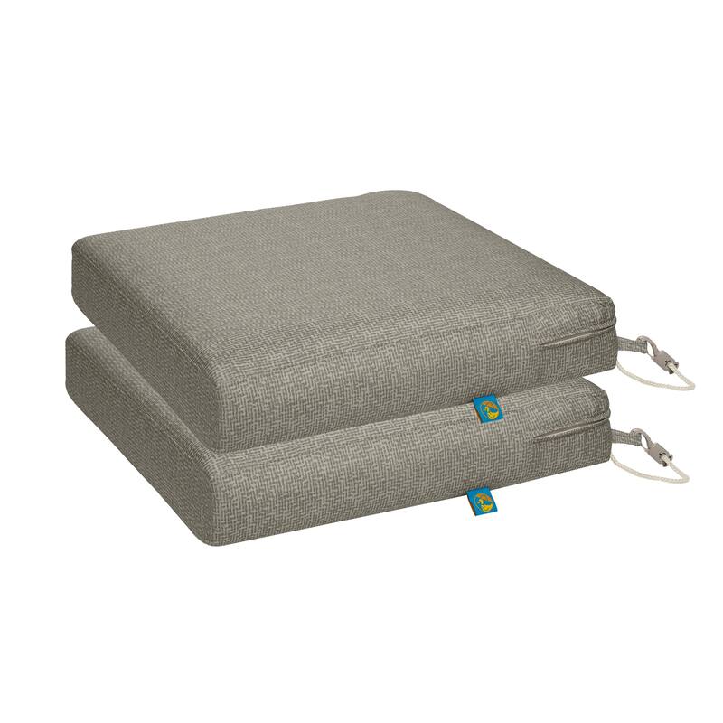 Duck Covers Weekend Water-Resistant 17 x 17 x 3 In. Outdoor Dining Seat Cushion, 2-Pack - Moon Rock