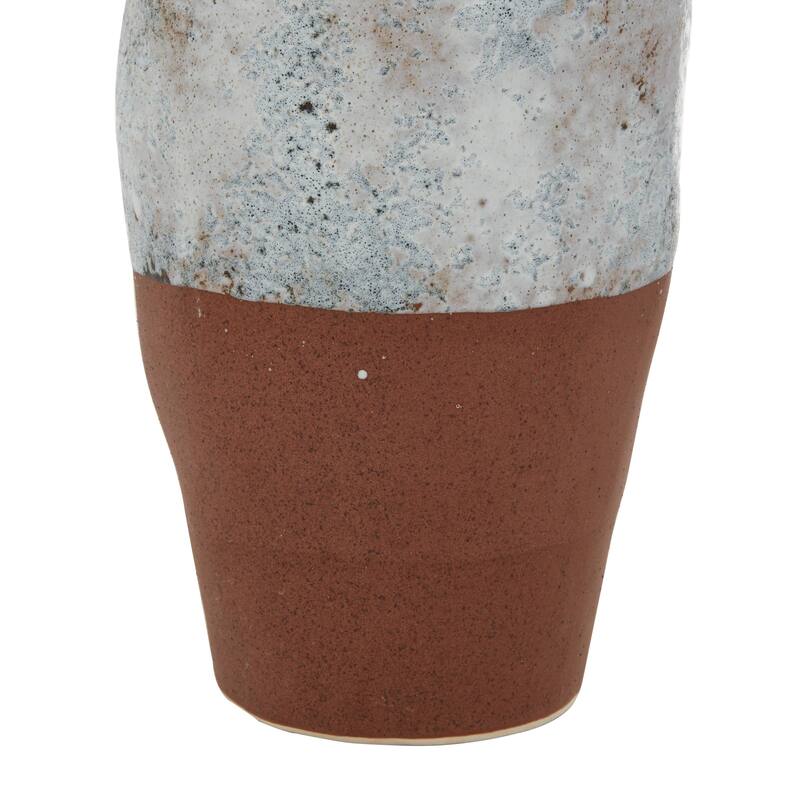 Ceramic Handmade Decorative Vase with Terracotta Accents - White - Roche River Decor