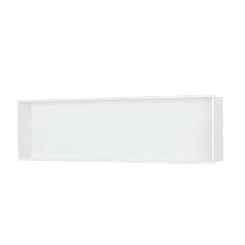 48"x12.6" Stainless Steel 18 Gauge White Cream Rectangular Recessed Shower Niche
