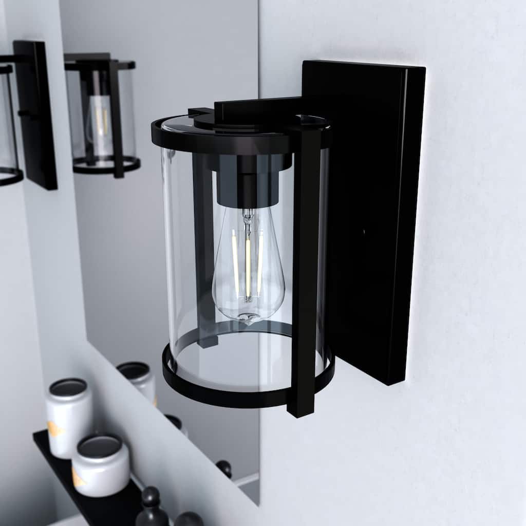 Hunter Astwood 1-Light Wall Sconce, Clear Glass, Damp-Rated, Bath or Hall Light - Contemporary, Transitional, Art-Deco