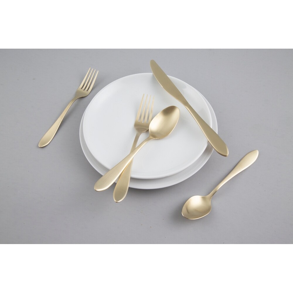 Royal Cutlery Set - Set of 20 Pcs - Matte Gold & Black