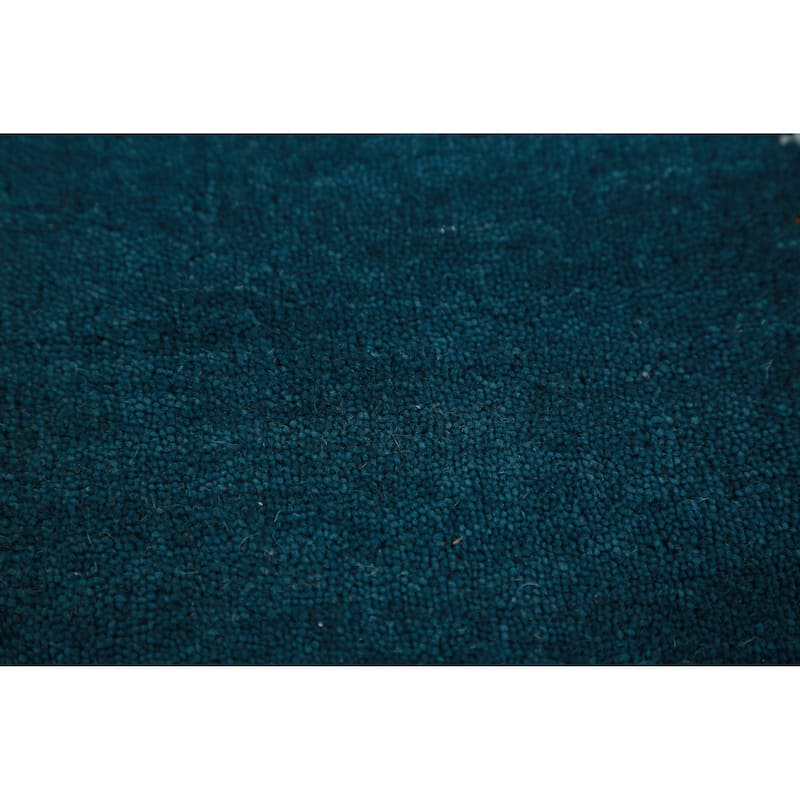 Hand Knotted Oriental 100% Wool Carpet Tribal Tribal Navy Blue & Blues Gabbeh Runner Rug - 9' 9'' X 2' 7''