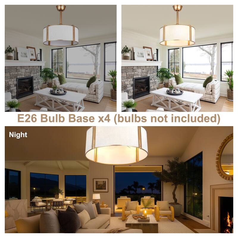 Bella Depot 19" Modern Caged Ceiling Fan with Light Kit and Remote Control 6-Speed Reversible DC Motor - 19”