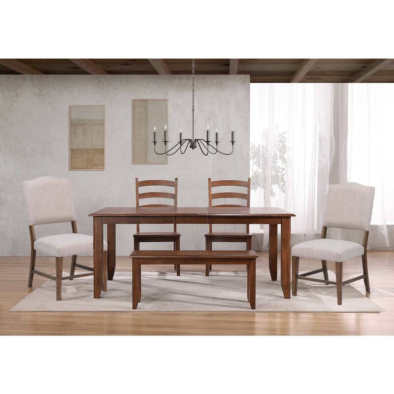 30 in. H, 9 -Piece Brown Rectangle Wood Top with High Ladder Back 8 Seating Dining Room Set