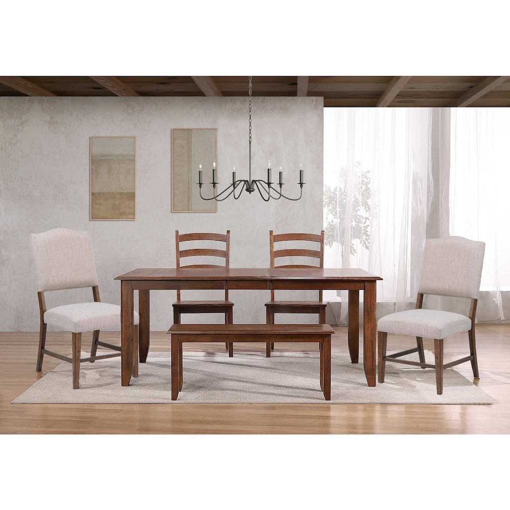 30 in. H, 9 -Piece Brown Rectangle Wood Top with High Ladder Back 8 Seating Dining Room Set