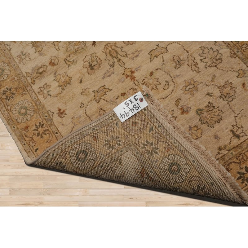 Hand Knotted Agra Beige Tan 100% Wool Traditional Oriental Area Rug - 3' x 5' 1''