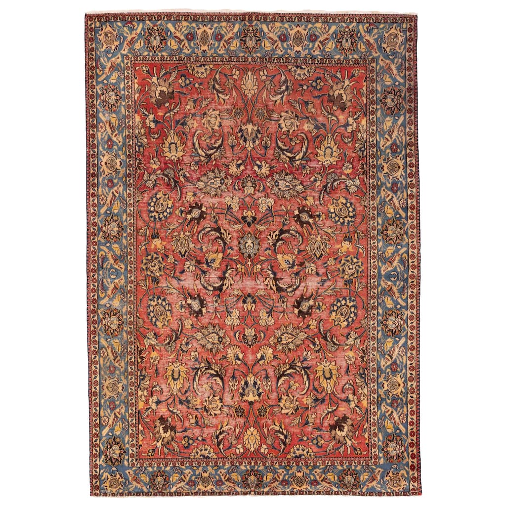 ECARPETGALLERY Hand-knotted Kayseri Vintage Red Wool Rug - 6'7 x 9'5
