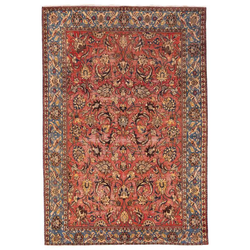 ECARPETGALLERY Hand-knotted Kayseri Vintage Red Wool Rug - 6'7 x 9'5