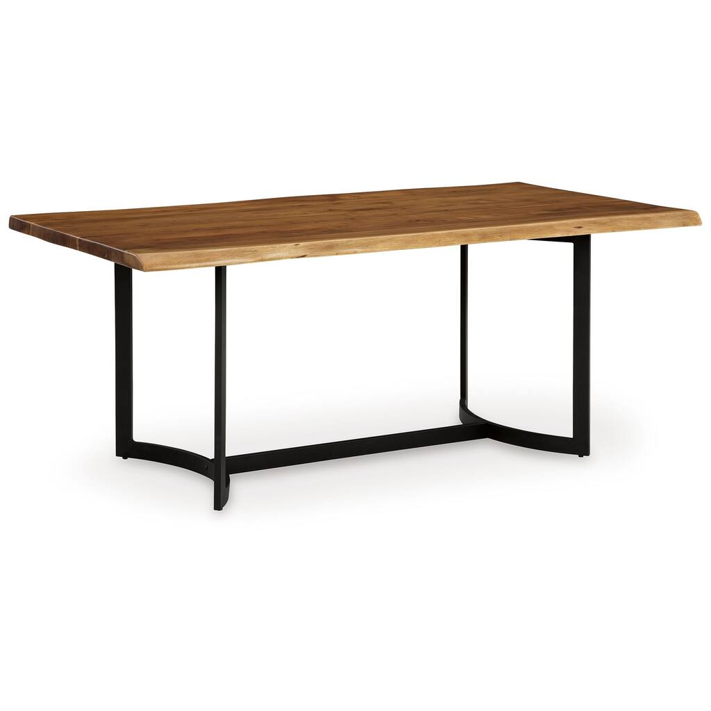 Dinno Dining Table, Live Edge Design, Light Brown Acacia Wood, 72 Inch