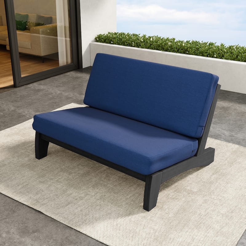 Outdoor Furniture Teak Wood Armless Loveseat Sofa With Cushion