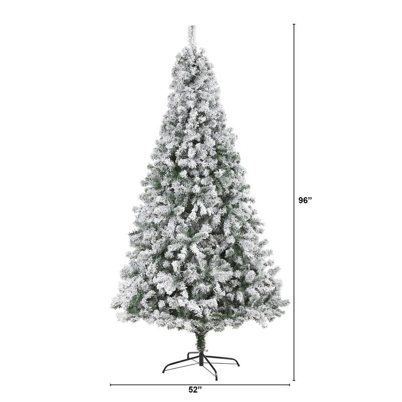 8' Full Flocked Rock Springs Spruce Artificial Christmas Tree, Unlit - 8 Foot