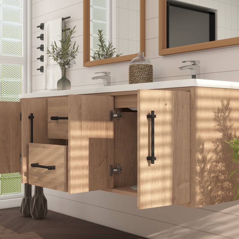 Victoria 60'' Wall-mounted Vanity with Double Reinforced Acrylic Sink - 59.5